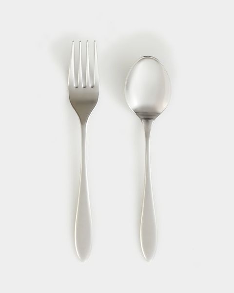 Bare 18-8 stainless steel spoon and fork, shaped in Tsubame-Sanjo